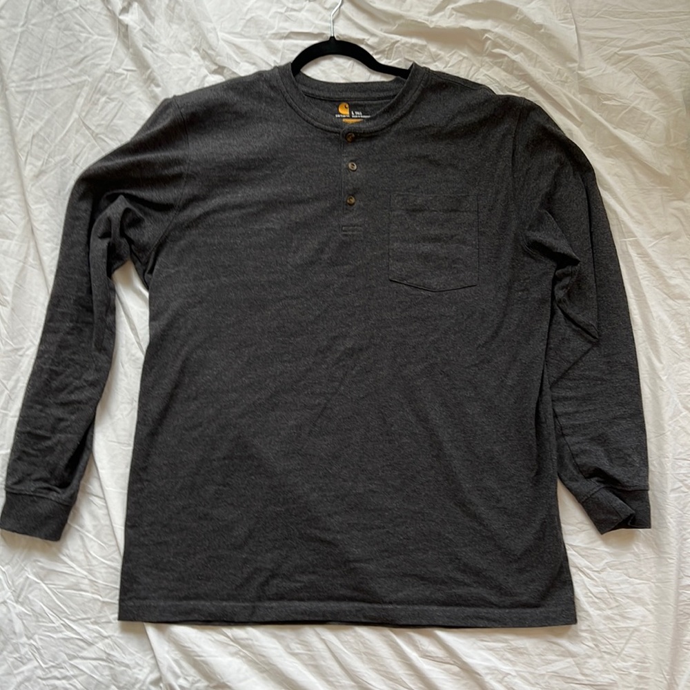 Carhartt original fit Grey large tall 3-button Henley pocket LT